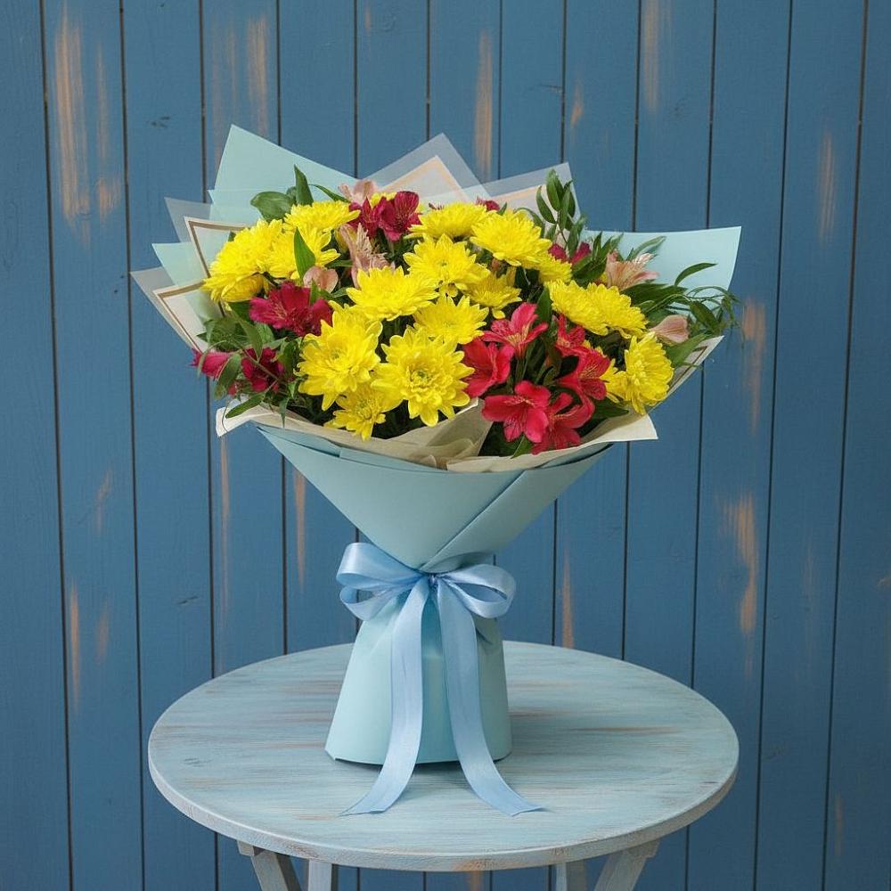 Букет цветов из: Альстромерии и Хризантемы в Новоузенске