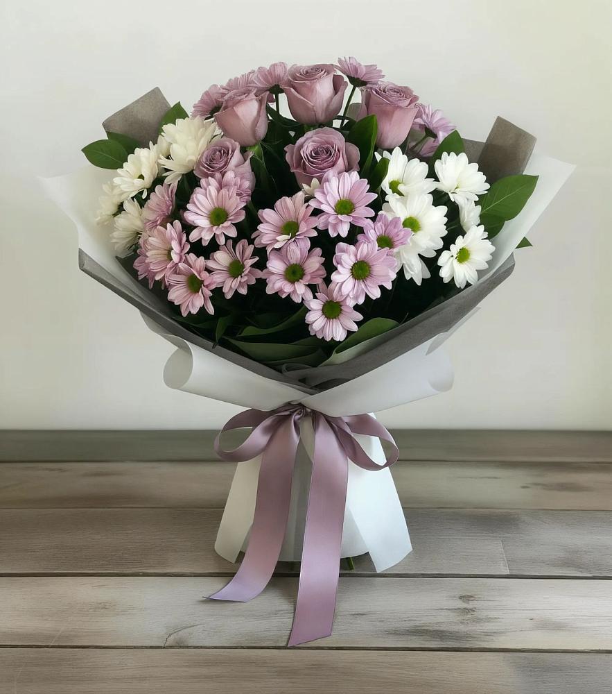 Букет цветов из: Хризантемы и Розы в Новоузенске