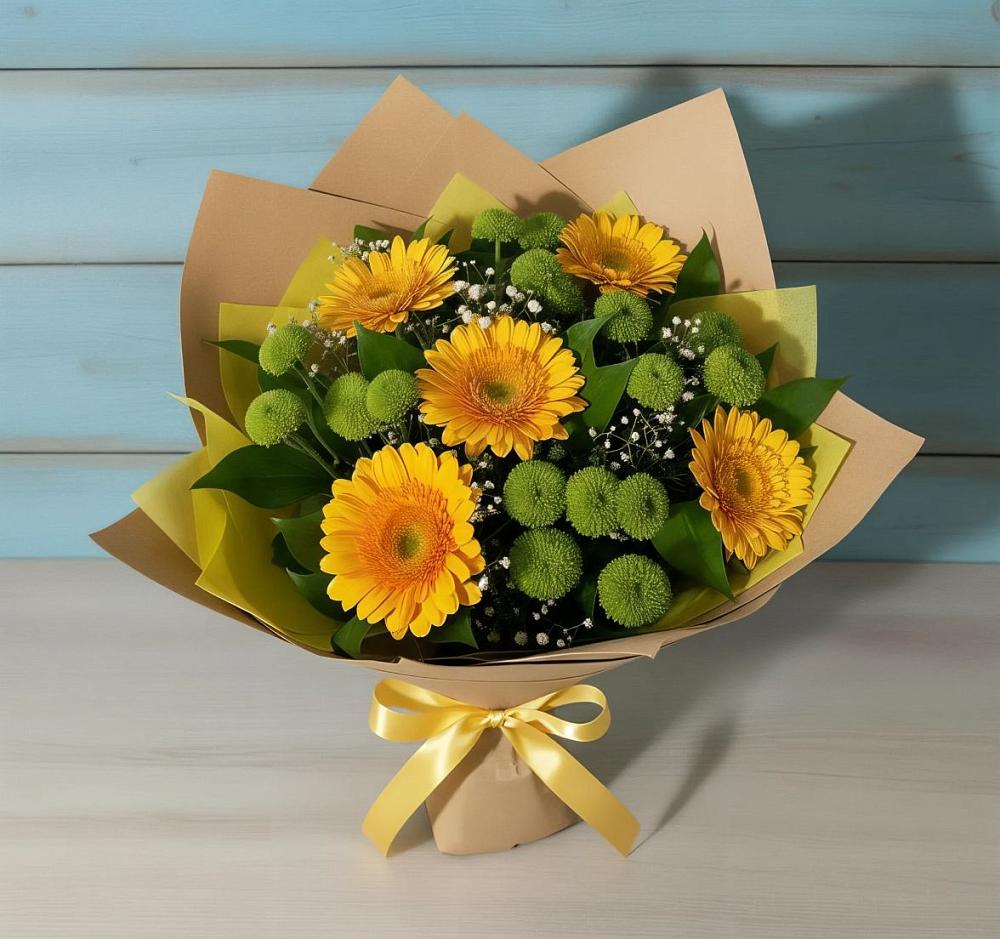 Букет цветов из: Герберы и Хризантемы в Новоузенске