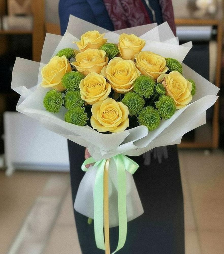 Букет цветов из: Хризантемы и Розы в Новоузенске