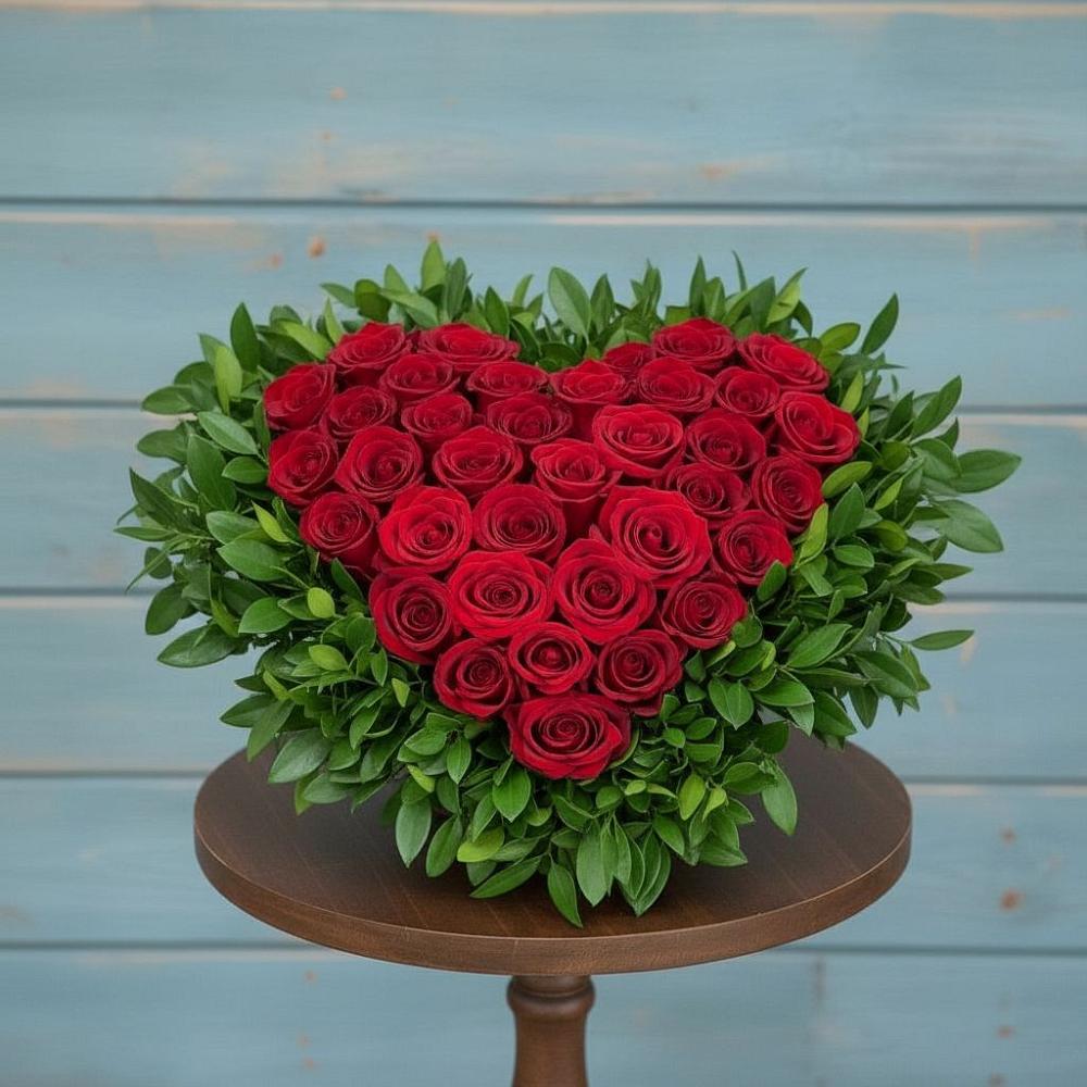 Цветочная композиция из Розы в виде сердца в Новоузенске