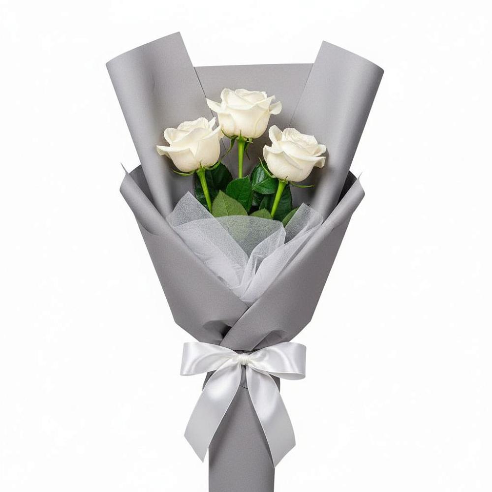 Букет 3 белые розы в Новоузенске