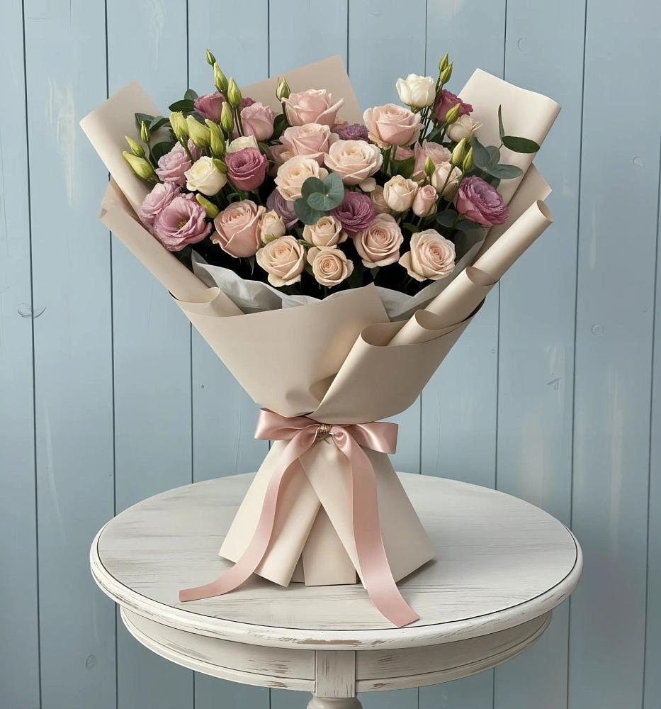 Букет цветов из: Розы и Лизиантусы в Новоузенске