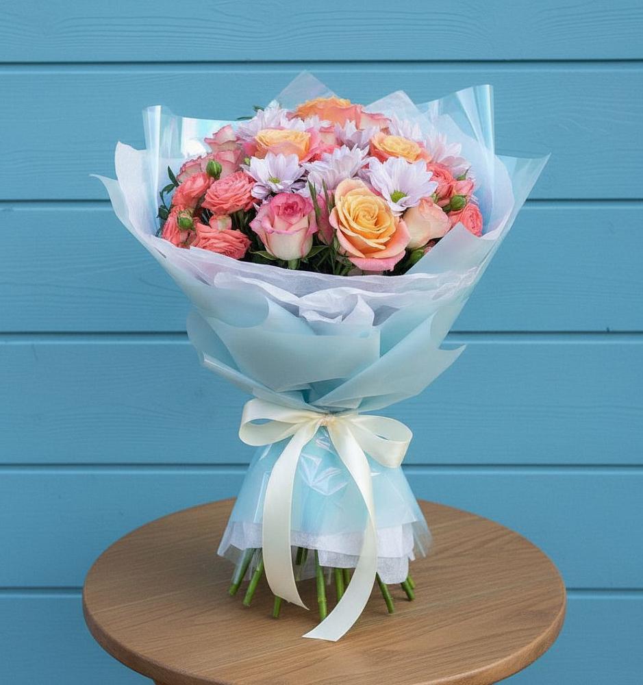 Букет цветов из: Хризантемы и Розы в Новоузенске