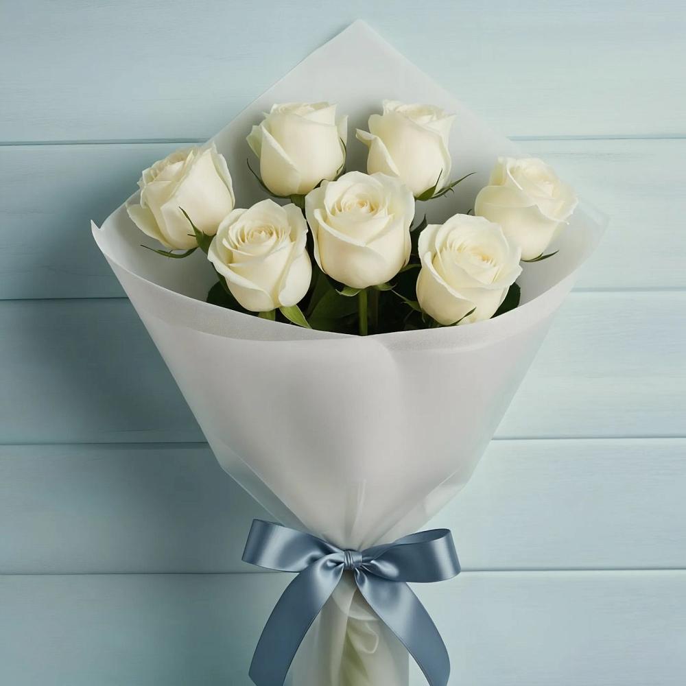 Букет 7 Белых роз Эдлесс Лав в Новоузенске